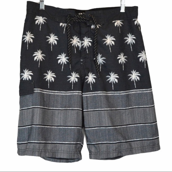 Ocean Current Board/Swim Shorts Palms/Stripes Lg. - Picture 1 of 9